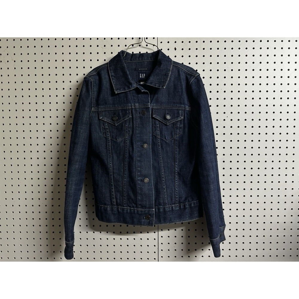 Vintage GAP Denim Trucker Jacket Women's Small Stretch Dark Blue Wash 98% Cotton